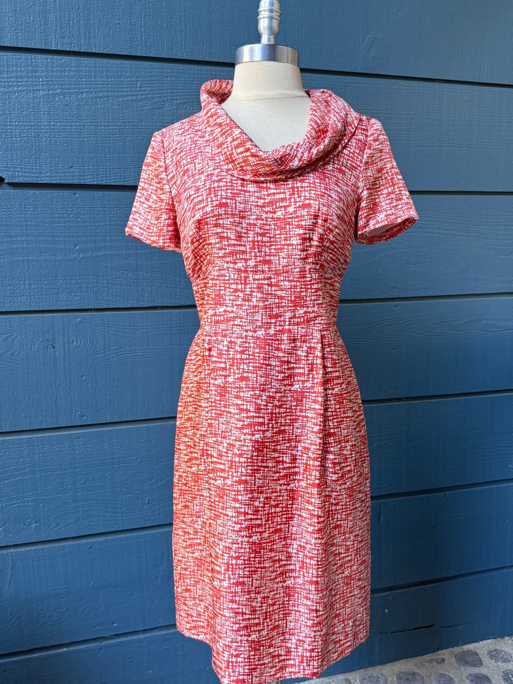 Banana Republic Red and White Cowl Neck Sheath Dress 🧡 sz 4